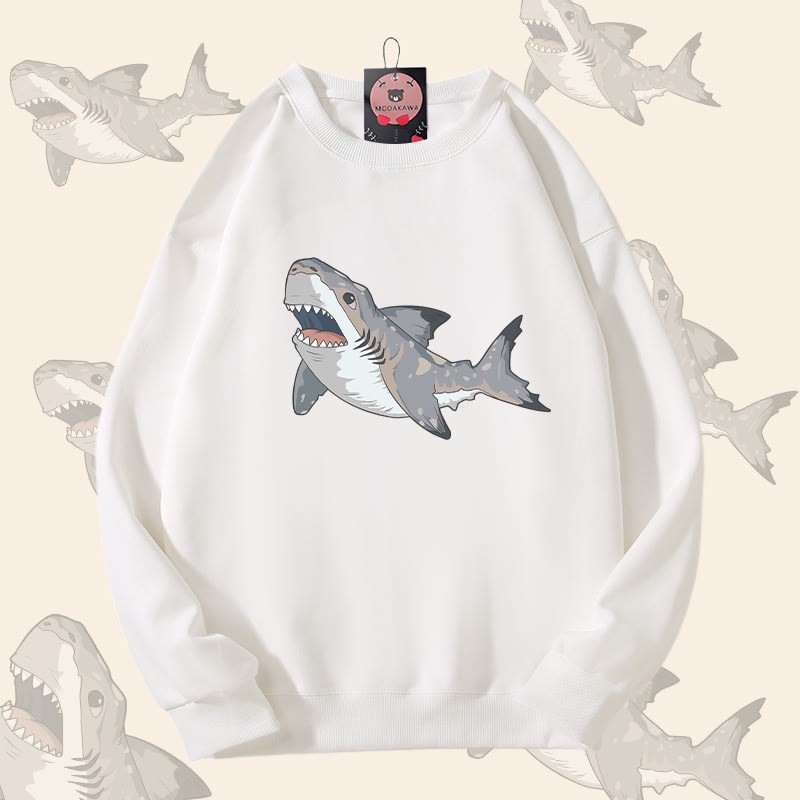 MODAKAWA Unisex-Sweatshirt mit Sixgill Shark Grafik - White - 5XL - image 3