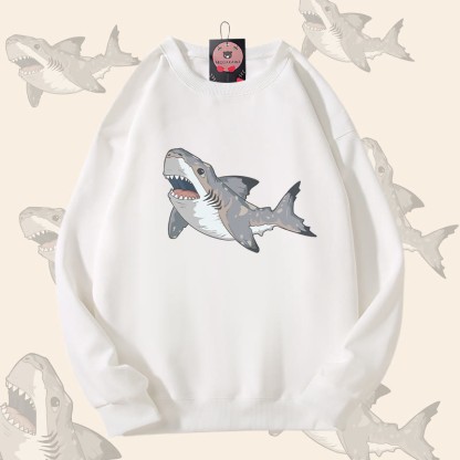 MODAKAWA Unisex-Sweatshirt mit Sixgill Shark Grafik - White - 5XL - image 3