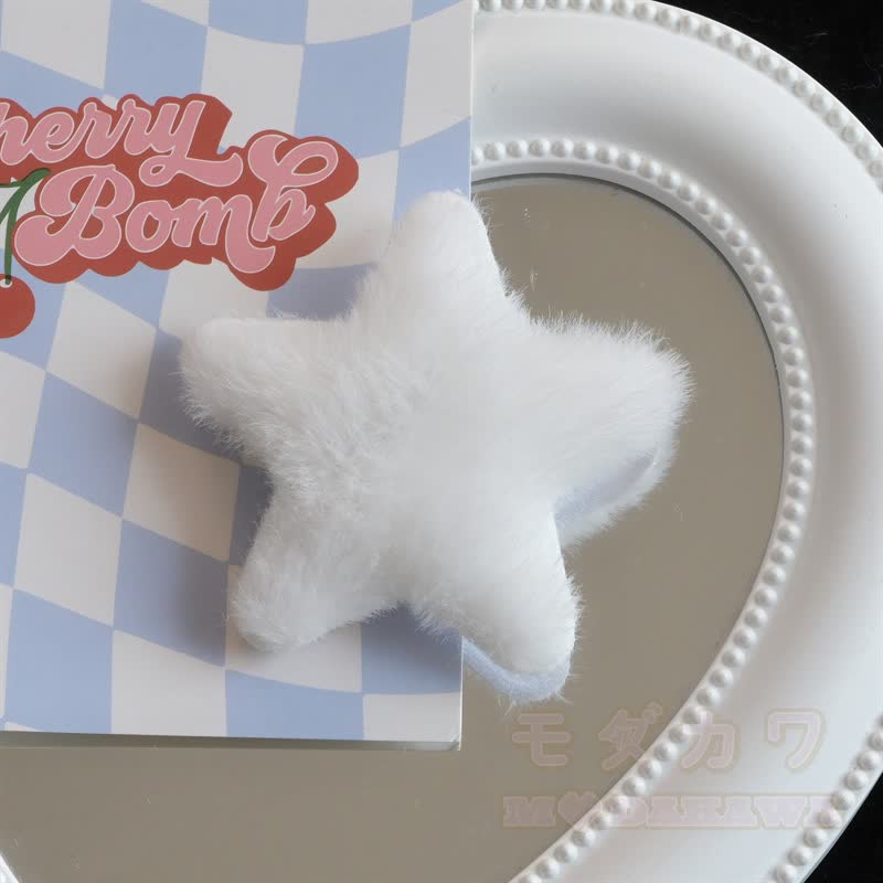 Kawaii Plüsch-Haaraccessoire in Form eines fünfzackigen Sterns - Weiß - image 4