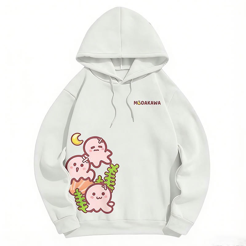 Modakawa Kapuzenpullover mit Farbverlauf und Oktopus-Buchstabenprint, locker geschnitten - White - 6XL - image 3