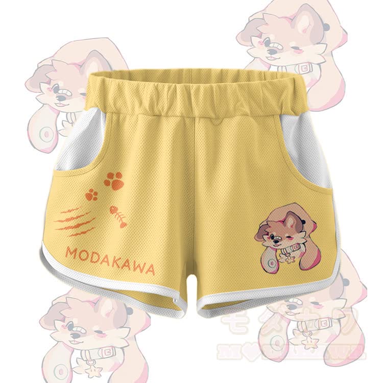 MODAKAWA X popipeko Puppy Graphic Crop Tank Tank Sport Top Shorts Bikini Matching Outfit - Gelbe Shorts - 5XL - image 11