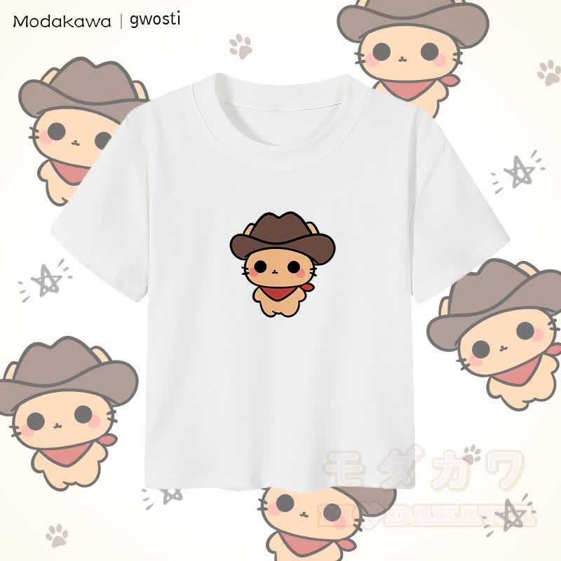 MODAKAWA X gwosti Brown Meowdy Graphic Damen Crop-Top aus 92 % gekämmter Baumwolle - Weiß - XL - image 5