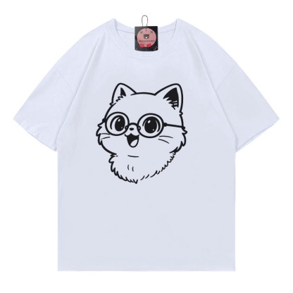T-Shirt mit Brillen-Kitty-Print - White - 5XL - image 3