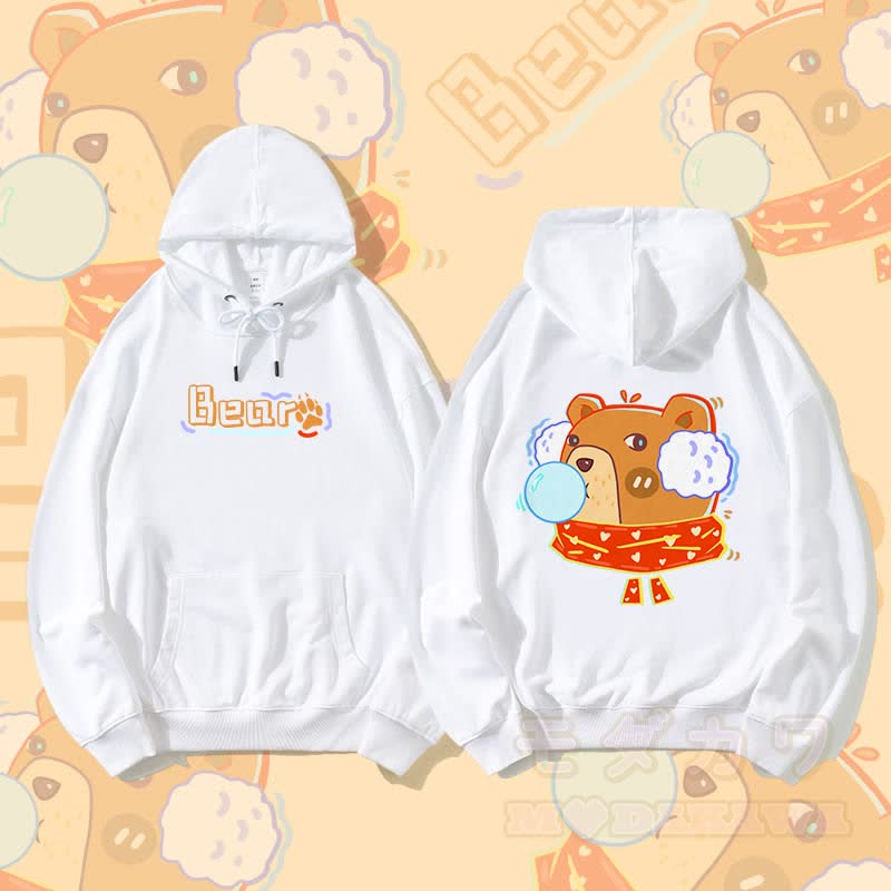 MODAKAWA Bubble Bear Grafik Streetwear Pullover Hoodie - Weiß - 5XL - image 3