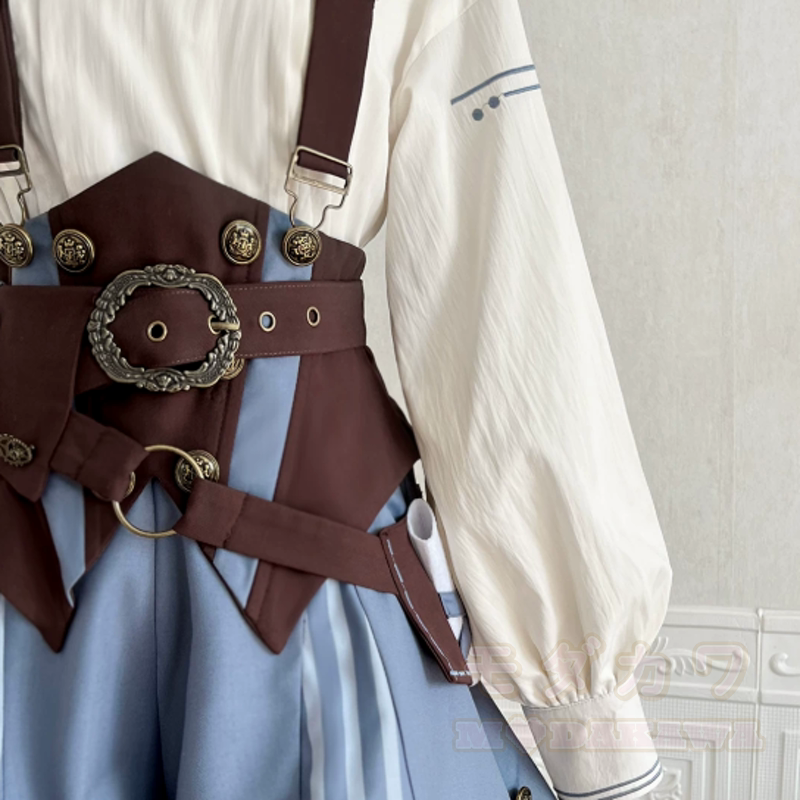 Kawaii-Mode: Dreiteiliges Set aus Bluse mit Puffärmeln, Shorts und Bund - Bund - XL - image 7