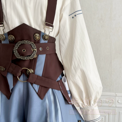 Kawaii-Mode: Dreiteiliges Set aus Bluse mit Puffärmeln, Shorts und Bund - Bund - XL - image 7