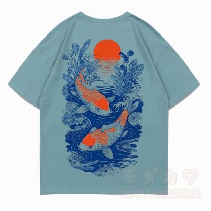 MODAKAWA Print Loose Summer Kurzarm-T-Shirt - Lake Blue - 5XL - image 7