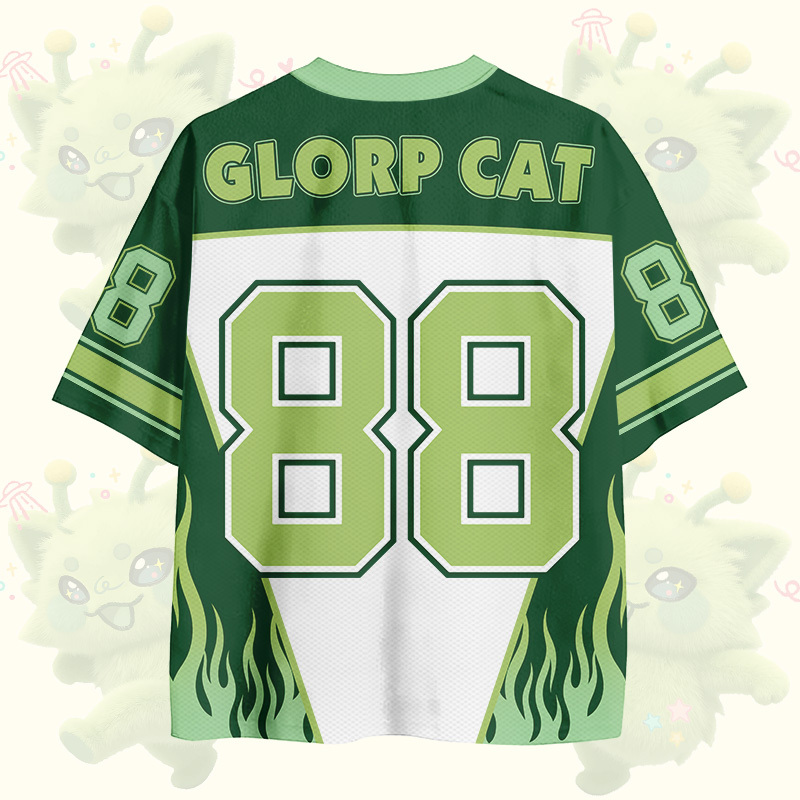 Modakawa Vintage Mesh Jersey T-Shirt mit Alien-Katzennummer-Grafik - image 2