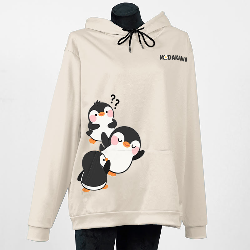 Modakawa-Hoodie mit Pinguin-Buchstabenprint - Apricot - 5XL - image 4