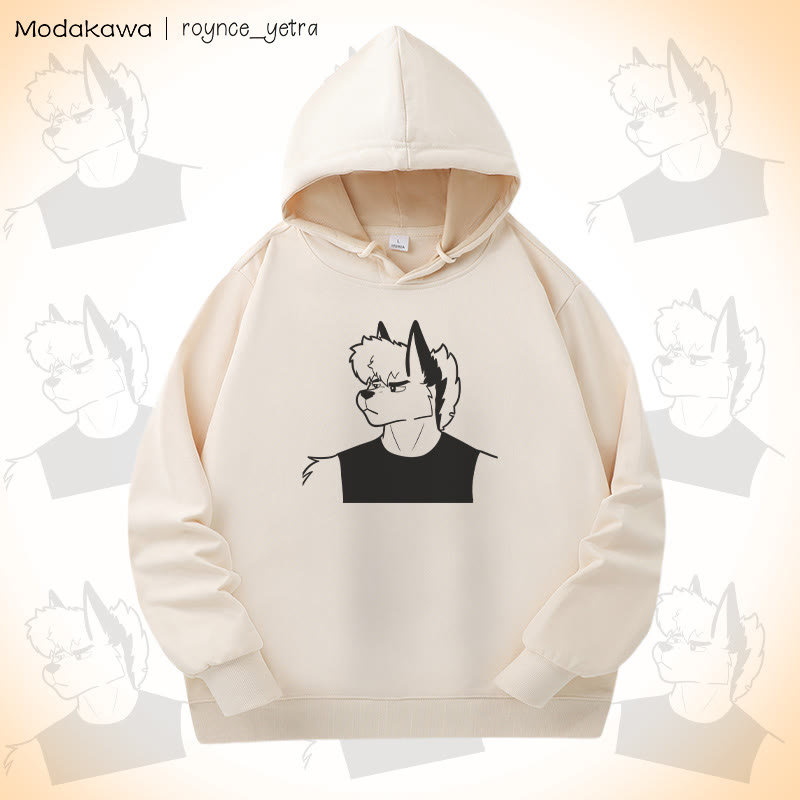 MODAKAWA X roynce_yetra Roy Frowns Grafik-Baumwollhoodie mit Seitentaschen - Apricot - 4XL - image 3