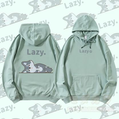 MODAKAWA Wolf Lying Flat Graphic Streetwear Pullover Hoodie - Grün - 5XL - image 3
