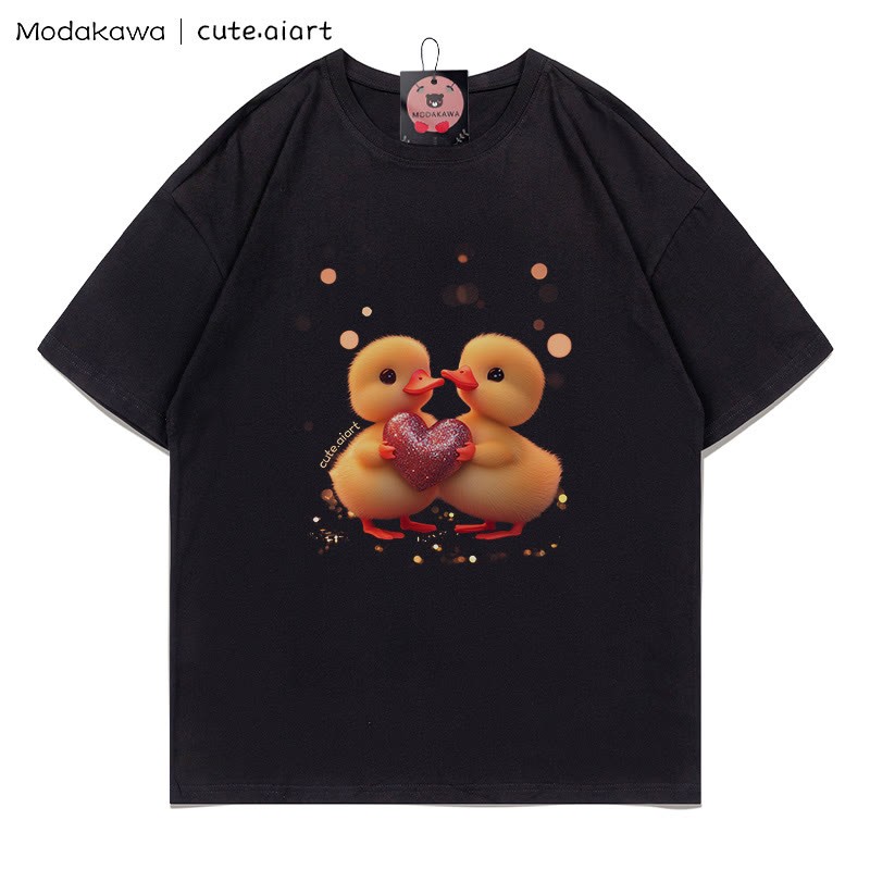 Zwei Entlein mit Herz-Grafik-T-Shirt - Black - 5XL - image 5