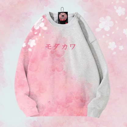 MODAKAWA Unisex-Sweatshirt mit Blumenmuster und Farbverlauf - Grey - 4XL - image 4