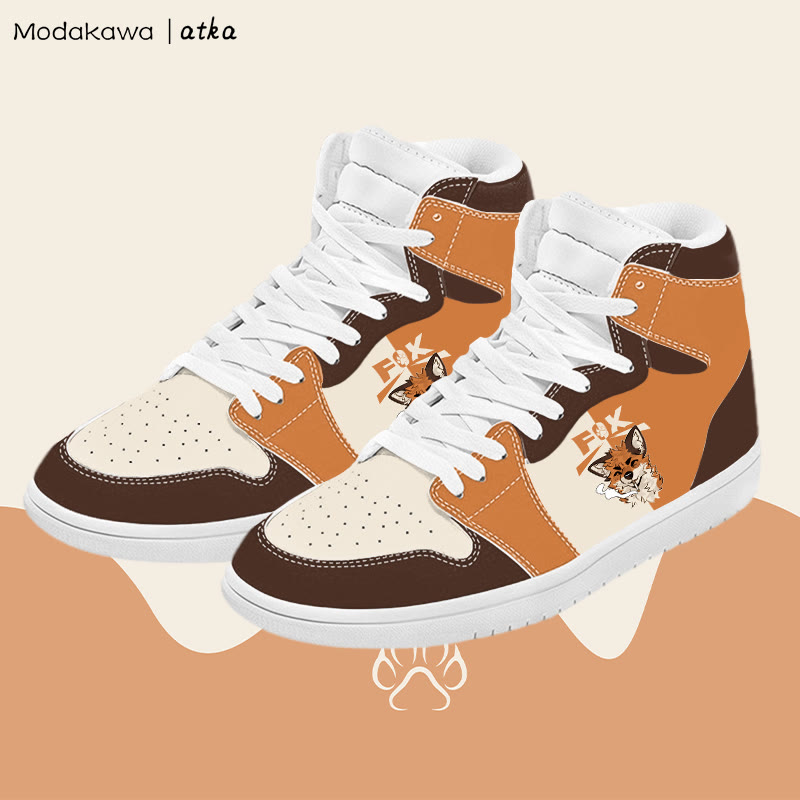 MODAKAWA X atka Fox Smoking Graphic Farben Block High Top Canvas Schuhe - Orange C - 48 - image 3