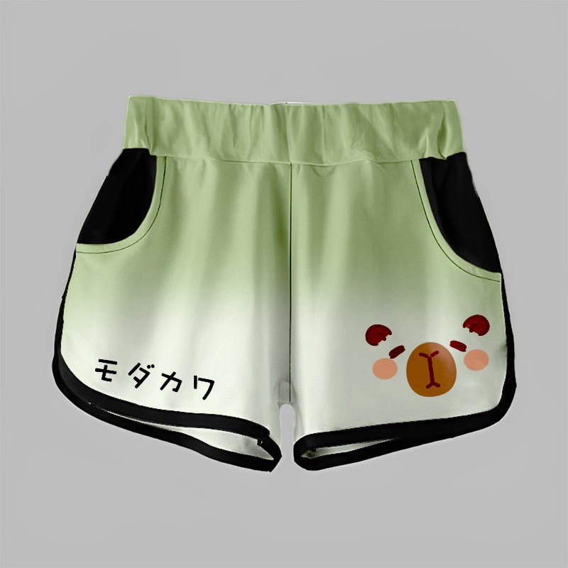 MODAKAWA Shorts mit Farbverlauf und Capybara-Grafik - Green - 5XL - image 4