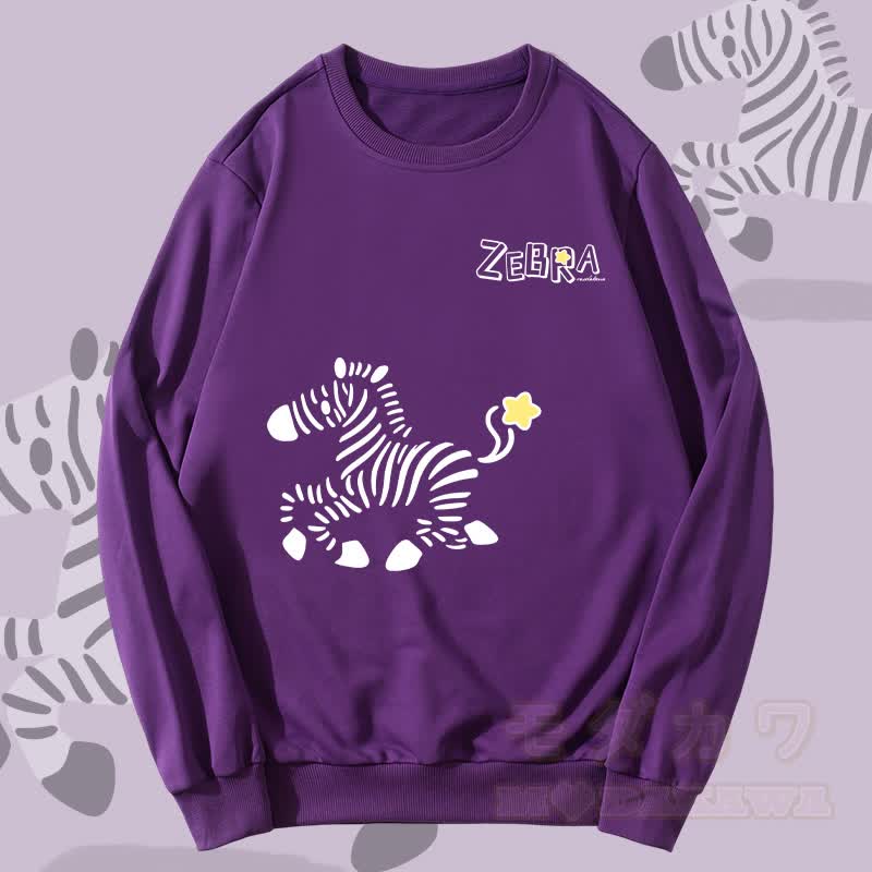 MODAKAWA Unisex-Sweatshirt mit Zebra-Laufmotiv - Dunkelviolett - 5XL - image 4