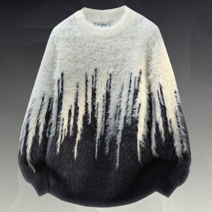 Zweiteiler aus flauschigem Strickpullover und Jeans - Dark Grey Sweater - 2XL - image 9