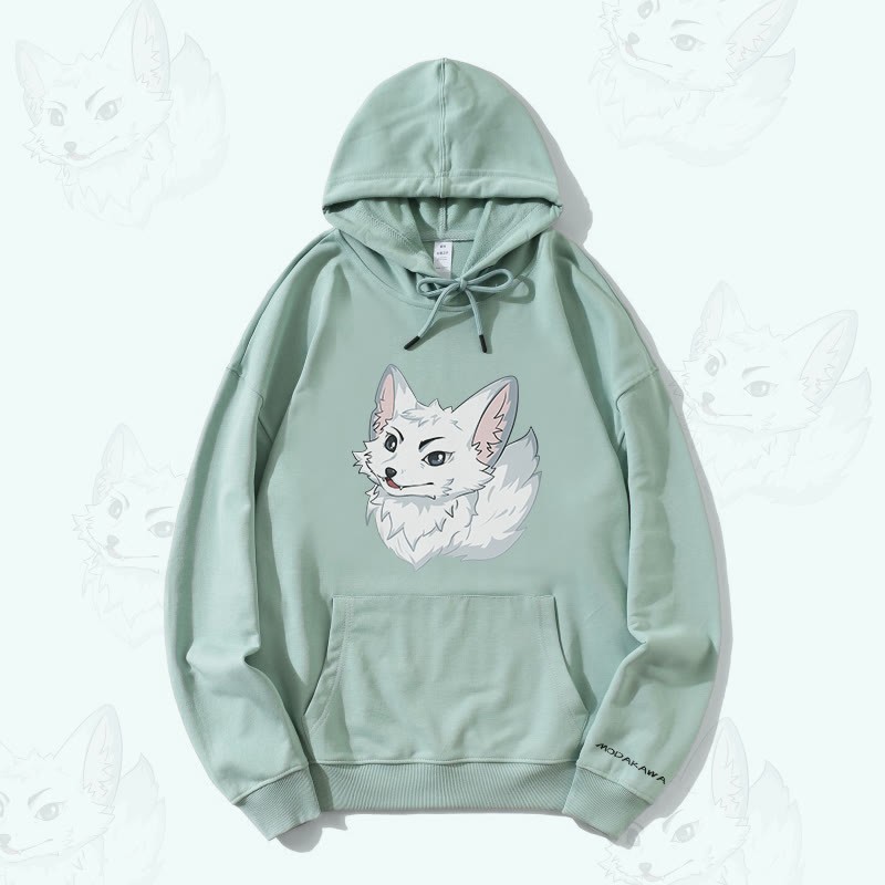 MODAKAWA Arctic Fox Graphic Streetwear Pullover Hoodie - Green - 5XL - image 3