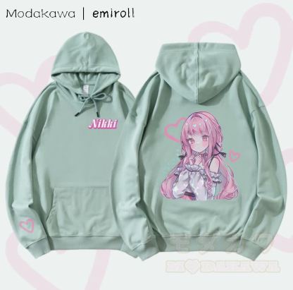 MODAKAWA X emiroll Nikki Herz-Grafik Baumwollmischung Passender Hoodie - Grün - 5XL - image 3