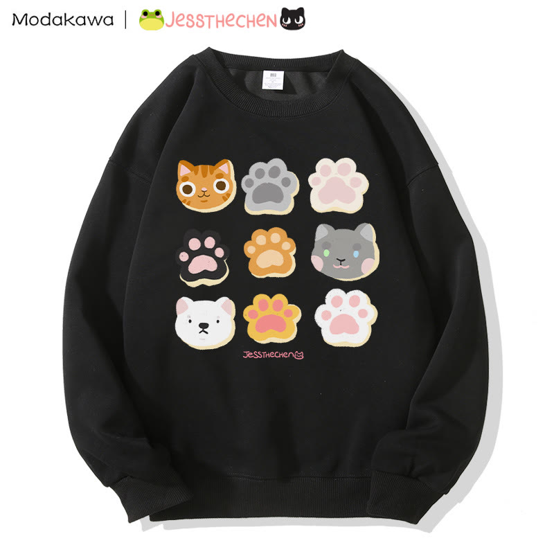 MODAKAWA X jessthechen Sweatshirt mit Katzenpfotenabdruck und Rundhalsausschnitt - Black - 3XL - image 3