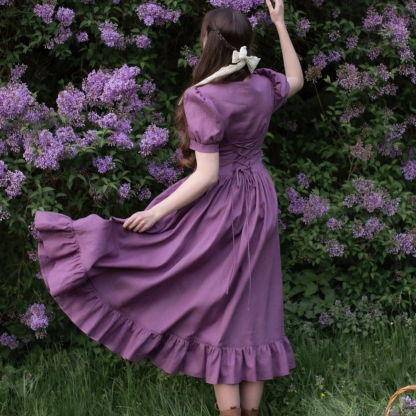 Vintage Maxikleid mit Puffärmeln und Herzausschnitt - image 3