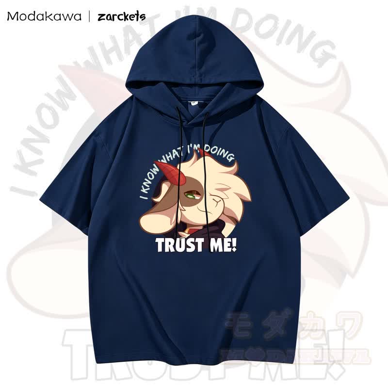 MODAKAWA X zarckets TRUST ME Hoodie T-Shirt mit Ziegenprint  - Marineblau - 3XL - image 5