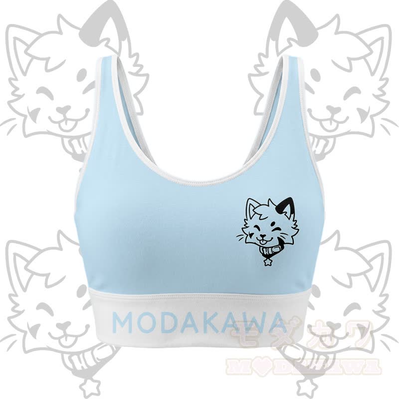 Kitty Graphic Crop Tank Sport Top Shorts Bikini Modakawa Matching Outfit - Blaues Oberteil - 4XL - image 6