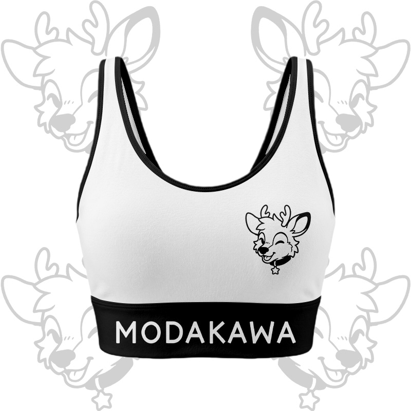 Hirsch-Grafik Crop Tank Top Sport Shorts Bikini Modakawa passendes Outfit - White Top - 5XL - image 3