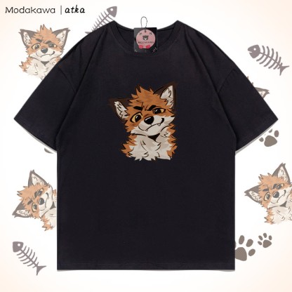 MODAKAWA X atka Lustiges Fuchs-Grafik-T-Shirt - Black - 5XL - image 7