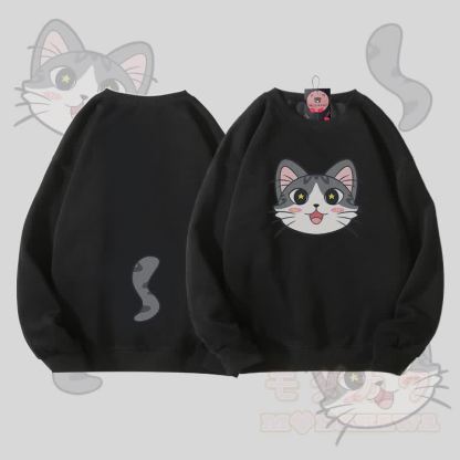 MODAKAWA Unisex-Sweatshirt mit Katzenmotiv (Gesicht und Schwanz) - Schwarz - 5XL - image 4