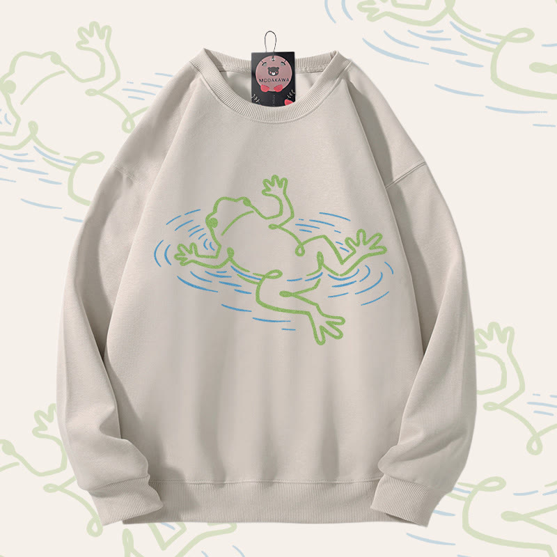 Unisex-Sweatshirt mit Froschmotiv - Light Beige - 5XL - image 2