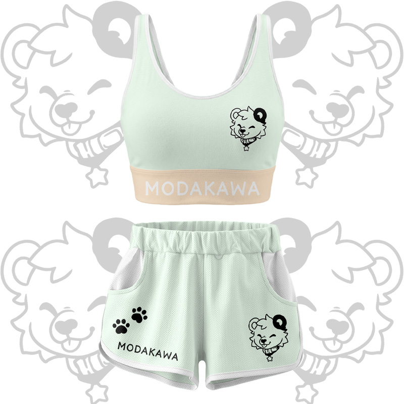 Bären-Grafik Crop Tank Sport Top Shorts Bikini Modakawa passendes Outfit - Green Set - 5XL - image 12