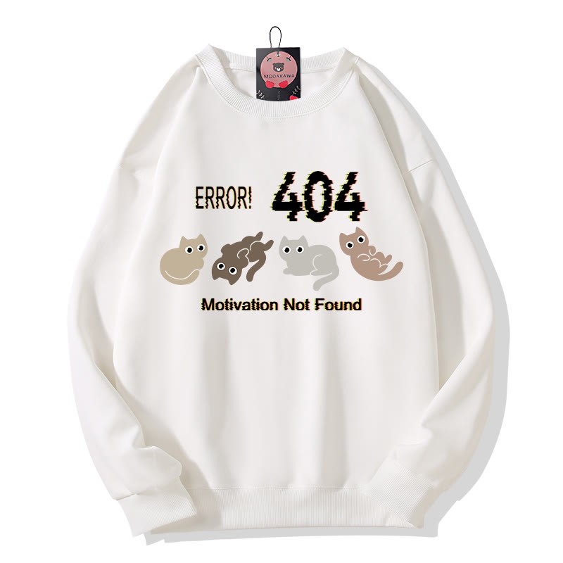 ERROR 404 MOTIVATION NICHT GEFUNDEN Katzenmotiv Rundhals-Sweatshirt - White - 5XL - image 4