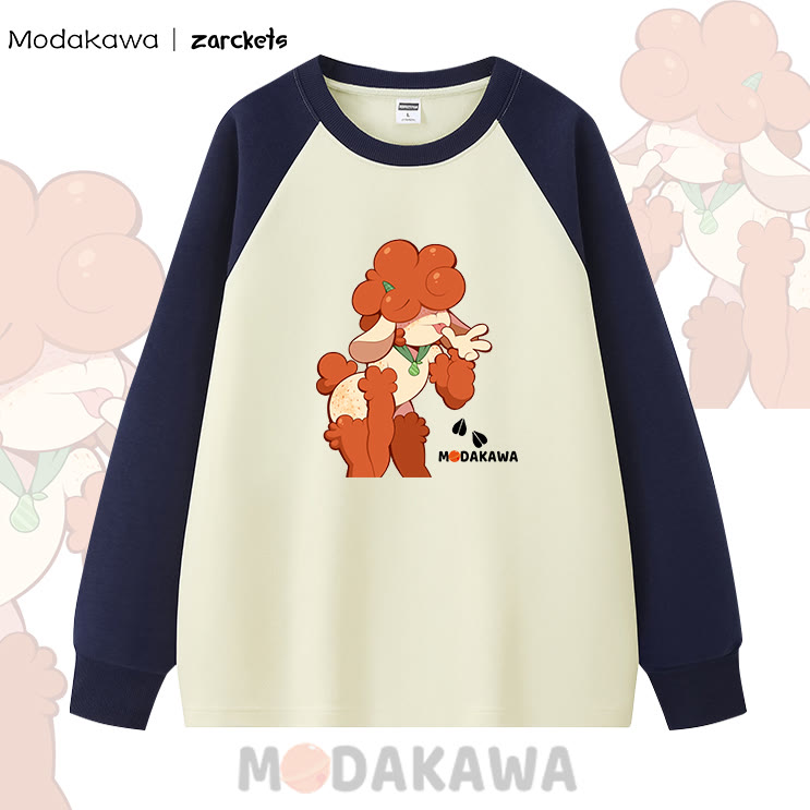 Modakawa X Zarclets Raglan-Langarmshirt mit Lammprint - Marineblau - 5XL - image 6