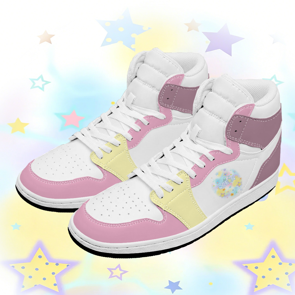 OCEAN Graphic Modakawa Farben Block High Top Canvas Schuhe - Pink - 48 - image 2