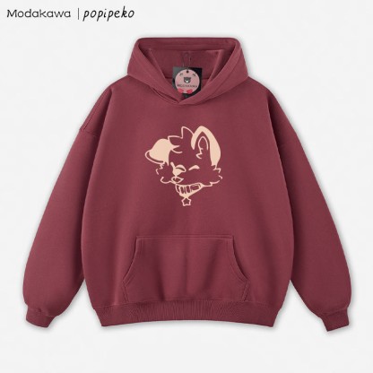 MODAKAWA X popipeko Lockerer Hoodie mit Welpen-Print - Dark Red - 5XL - image 6