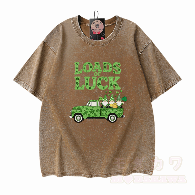 VIELE GLÜCK! Modakawa Vintage-T-Shirt aus 100 % Baumwolle mit Grafik zum St. Pakrit-Tag - Braun - 5XL - image 7