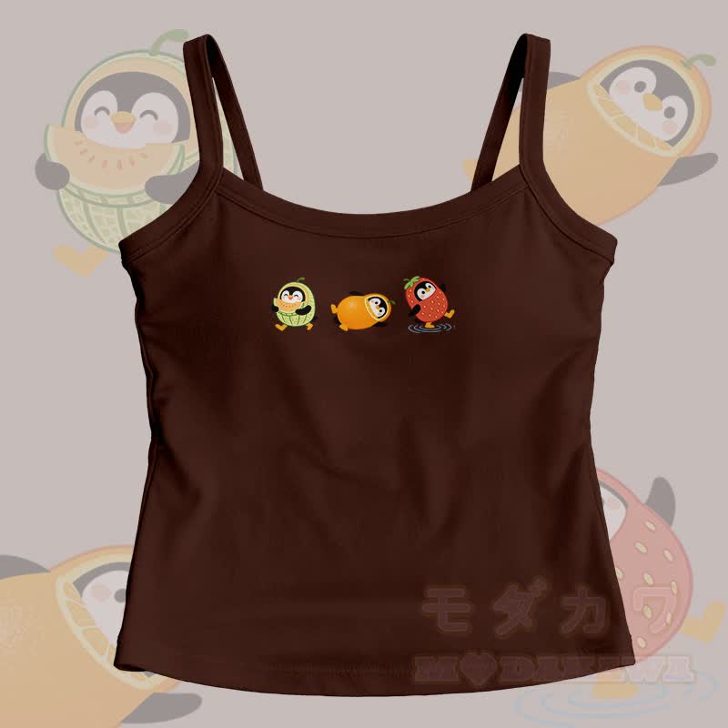 Modakawa Cami Top mit Fruchtpinguin-Grafik - Braun - One Size - image 6