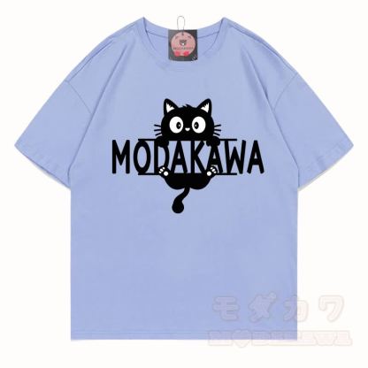 MODAKAWA MEW Niedliches Kätzchen-Motiv T-Shirt aus 100 % Baumwolle - Dunstblau - 5XL - image 8