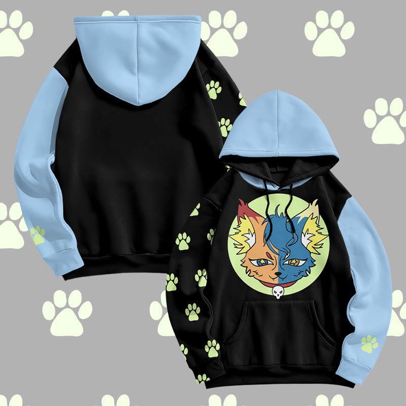 MODAKAWA Pullover-Hoodie mit Allover-Print „Mystic Cat“ - Black - 8XL - image 3