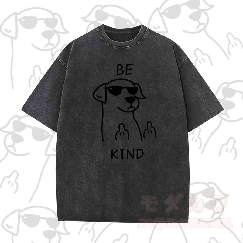 MODAKAWA BE KIND Cooles Kurzarm-T-Shirt mit Hundeprint - Schwarz A - 5XL - image 15