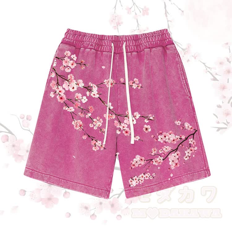 Sakura Graphic Modakawa Vintage Washed Shorts - Rosenrot - 3XL - image 5