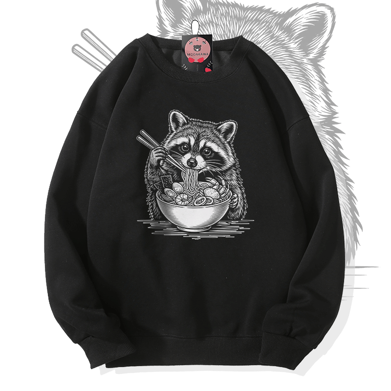 Modakawa Sweatshirt mit Waschbär-Ramen-Modifikation - Black - 5XL - image 3