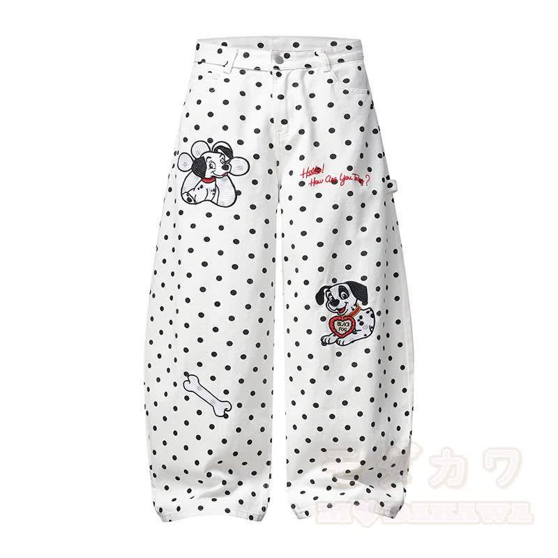 Hochwertiges, strapazierfähiges zweiteiliges Set: Kapuzenpullover mit Polka-Dot-Muster, Schleife, Reißverschluss und Hundestickerei, Hose. - Weiße Hose - XL - image 11