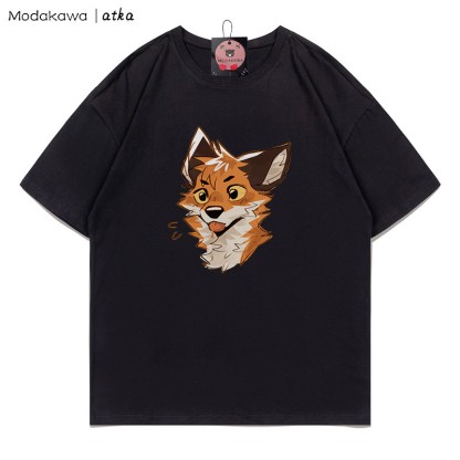MODAKAWA X atka Freches T-Shirt mit Fuchsmotiv und herausgestreckter Zunge - Black - 5XL - image 6