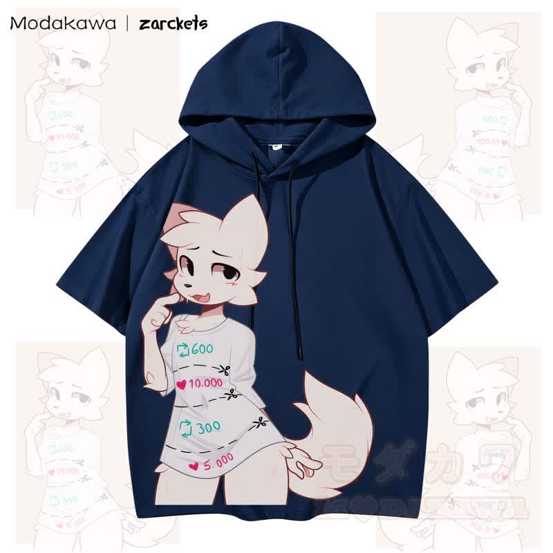 MODAKAWA X zarckets Katzenprint Hoodie T-Shirt  - Marineblau - 3XL - image 5