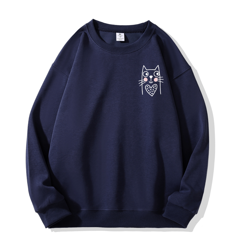 Sweatshirt mit Katzenmotiv und Rundhalsausschnitt - Purplish Blue - 5XL - image 5