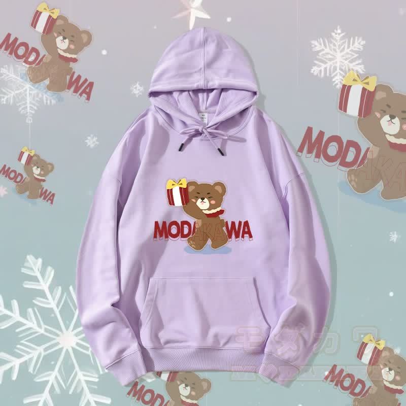 MODAKAWA Streetwear-Kapuzenpullover mit Weihnachtsbär-Grafik - Lila C - 5XL - image 9