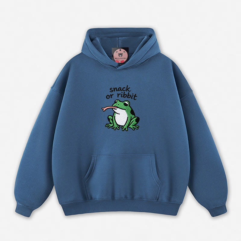 SNACK OR RIBBIT Frosch-Grafik-Hoodie (locker) - Dark Blue - 5XL - image 5