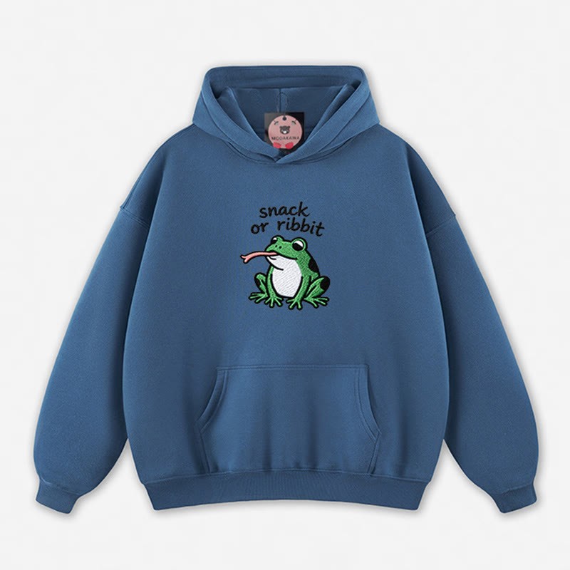 SNACK OR RIBBIT Frosch-Grafik-Hoodie (locker) - Dark Blue - 5XL - image 5